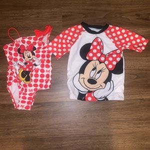 Minnie Mouse Swimsuit and Swim shirt